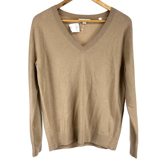 Vince Cashmere Weekend V-Neck Sweater Camel Women's Size Small NWT - Picture 2 of 10